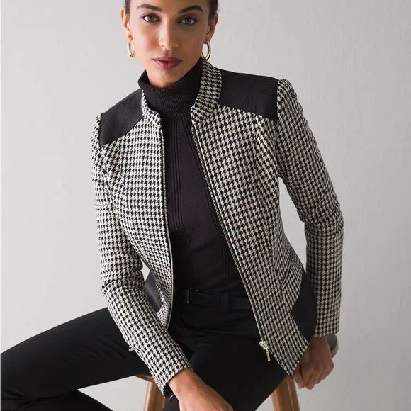 White House Black Market Houndstooth Blazer Jacket - Picture 1 of 11
